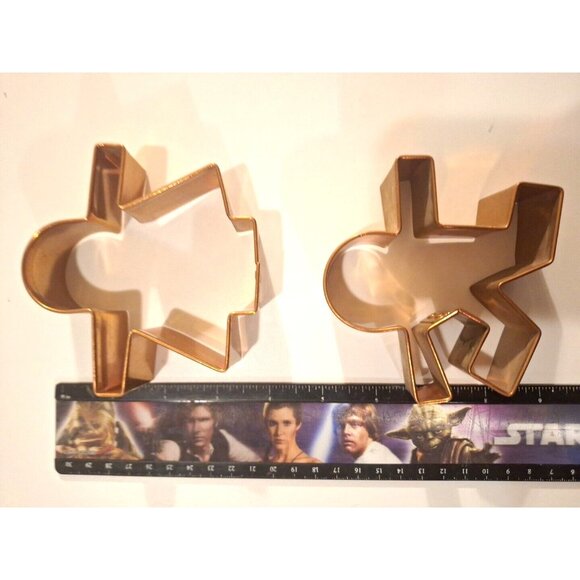 Copper Gingerbread Boy Girl Cookie Cutters 4" Christmas Holiday Riveted Vintage - Picture 3 of 8